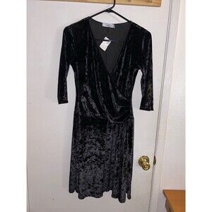 Carla Mink PDX Portland Women Dress Long Sleeve Bird Dream Black Velvet sz S